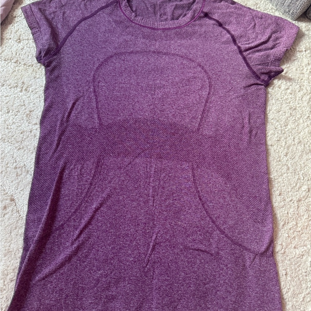 Lulu Purple Short Sleeve T-Shirt Classic Crew Neck